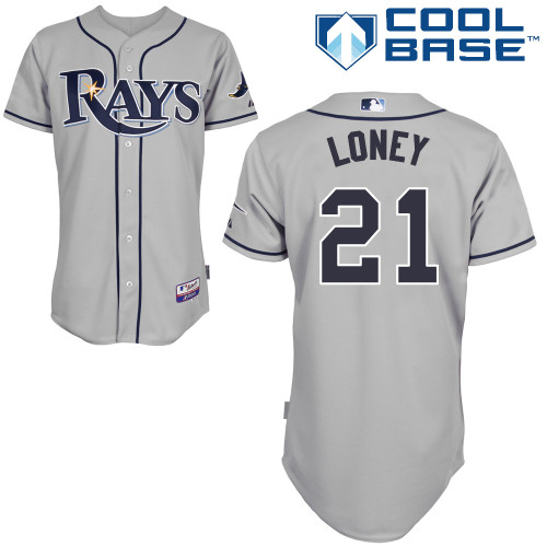 James Loney #21 Youth Baseball Jersey-Tampa Bay Rays Authentic Road Gray Cool Base MLB Jersey